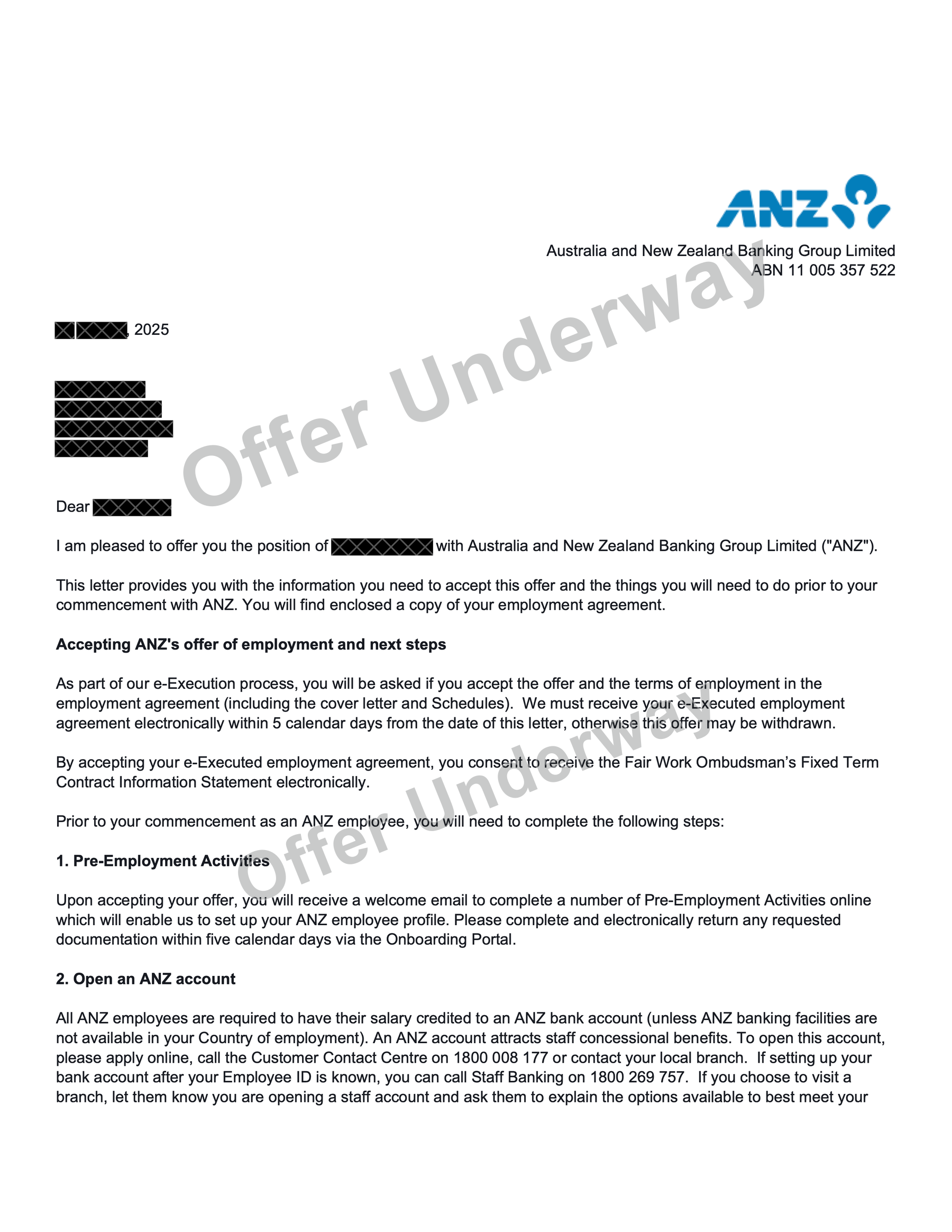 ANZ offer preview